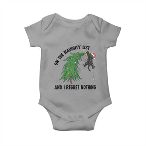 Funny Black Cat Christmas Baby Onesie On the Naughty List And I Regret Nothing TS14 Sport Gray Print Your Wear