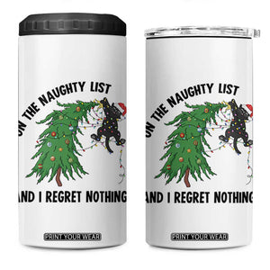 Funny Black Cat Christmas 4 in 1 Can Cooler Tumbler On the Naughty List And I Regret Nothing TS14 One Size: 16 oz White Print Your Wear