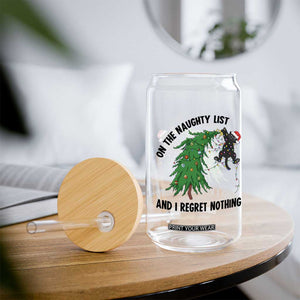 Funny Black Cat Christmas Glass Can On the Naughty List And I Regret Nothing TS14 Print Your Wear