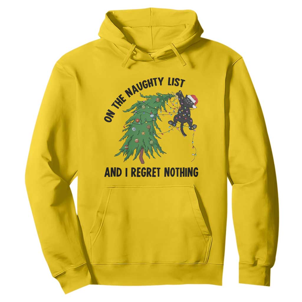 Funny Black Cat Christmas Hoodie On the Naughty List And I Regret Nothing TS14 Daisy Print Your Wear