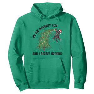 Funny Black Cat Christmas Hoodie On the Naughty List And I Regret Nothing TS14 Irish Green Print Your Wear