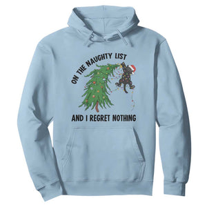 Funny Black Cat Christmas Hoodie On the Naughty List And I Regret Nothing TS14 Light Blue Print Your Wear