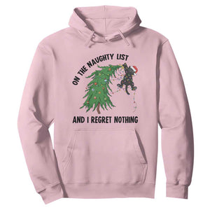 Funny Black Cat Christmas Hoodie On the Naughty List And I Regret Nothing TS14 Light Pink Print Your Wear