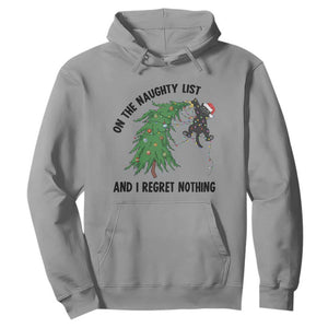 Funny Black Cat Christmas Hoodie On the Naughty List And I Regret Nothing TS14 Sport Gray Print Your Wear