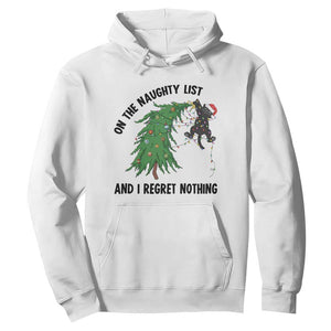 Funny Black Cat Christmas Hoodie On the Naughty List And I Regret Nothing TS14 White Print Your Wear