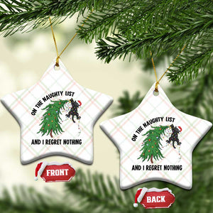 Funny Black Cat Christmas Ceramic Ornament On the Naughty List And I Regret Nothing TS14 Print Your Wear