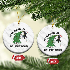 Funny Black Cat Christmas Ceramic Ornament On the Naughty List And I Regret Nothing TS14 1pc White Marble Print Your Wear