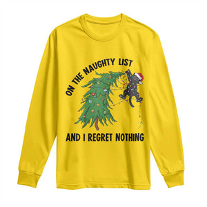 Funny Black Cat Christmas Long Sleeve Shirt On the Naughty List And I Regret Nothing TS14 Daisy Print Your Wear