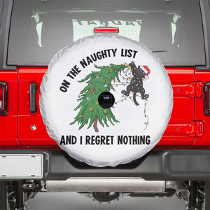 Funny Black Cat Christmas Spare Tire Cover On the Naughty List And I Regret Nothing TS14 White Print Your Wear