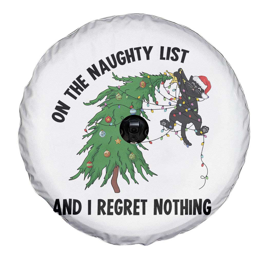 Funny Black Cat Christmas Spare Tire Cover On the Naughty List And I Regret Nothing - Print Your Wear
