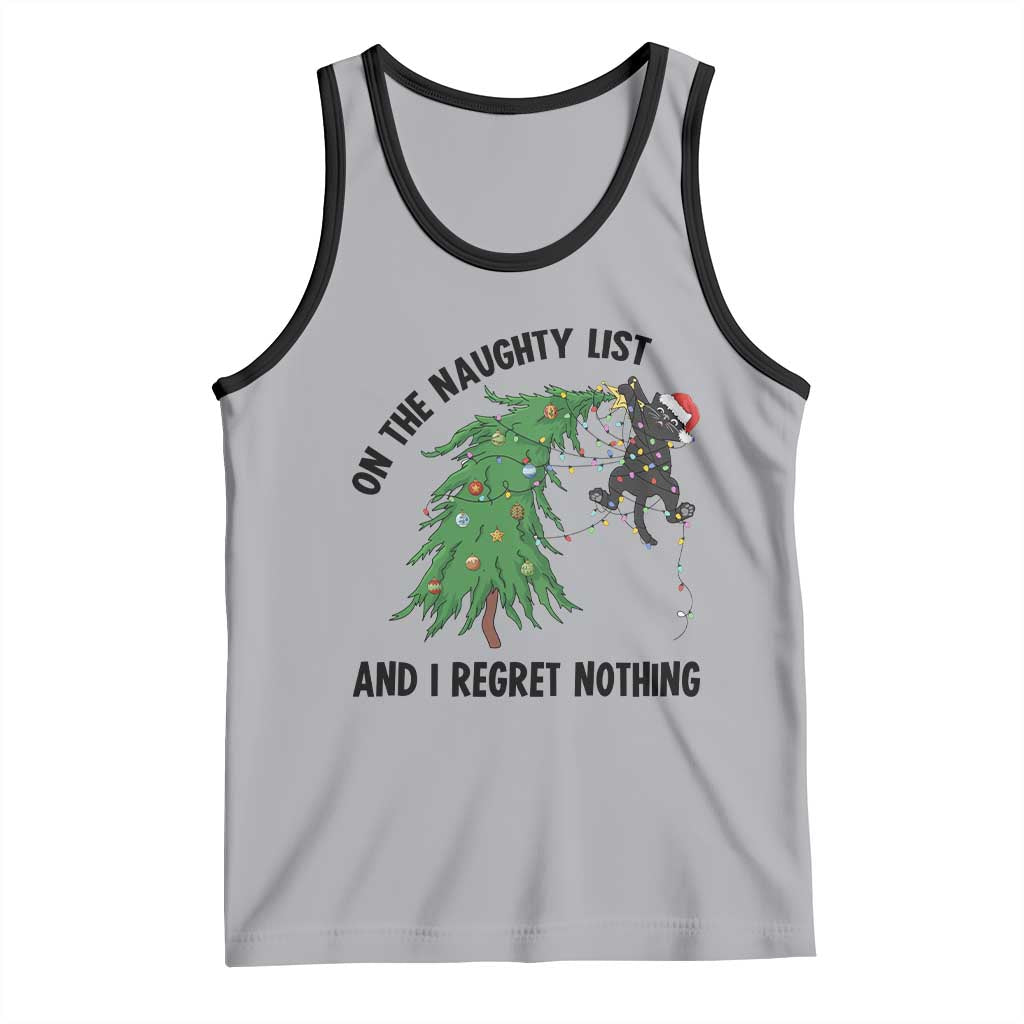 Funny Black Cat Christmas Tank Top On the Naughty List And I Regret Nothing TS14 Athletic Heather Black Print Your Wear