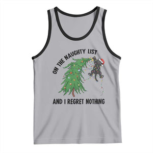 Funny Black Cat Christmas Tank Top On the Naughty List And I Regret Nothing TS14 Athletic Heather Black Print Your Wear