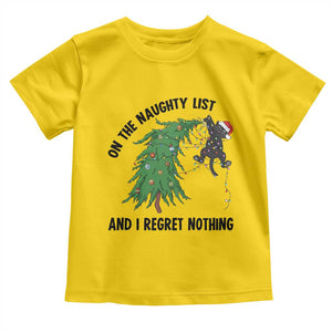 Funny Black Cat Christmas Toddler T Shirt On the Naughty List And I Regret Nothing TS14 Daisy Print Your Wear