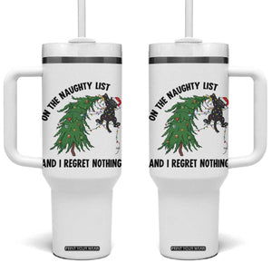 Funny Black Cat Christmas Tumbler With Handle On the Naughty List And I Regret Nothing TS14 One Size: 40 oz White Print Your Wear