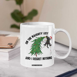 Funny Black Cat Christmas Coffee Mug On the Naughty List And I Regret Nothing TS14 Print Your Wear