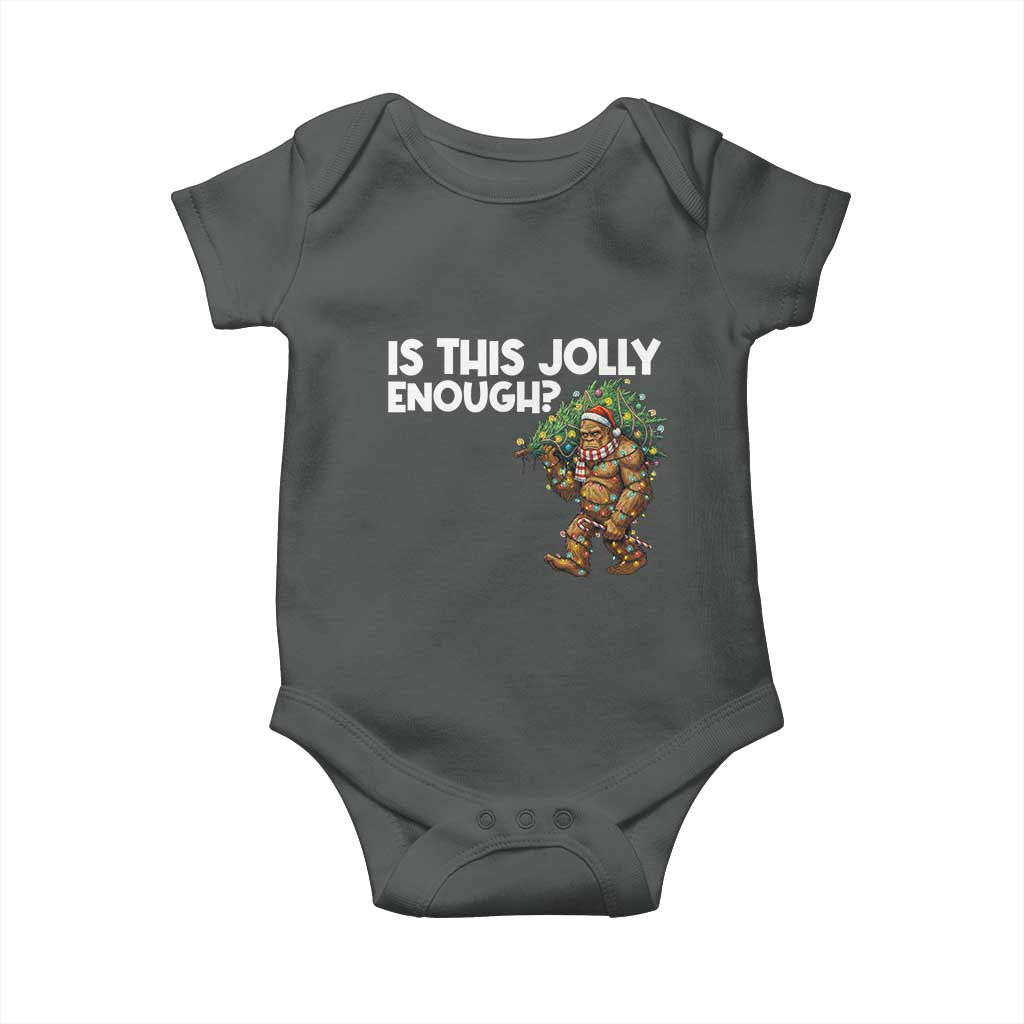 Funny Bigfoot Christmas Baby Onesie Is This Jolly Enough TS14 Dark Heather Print Your Wear