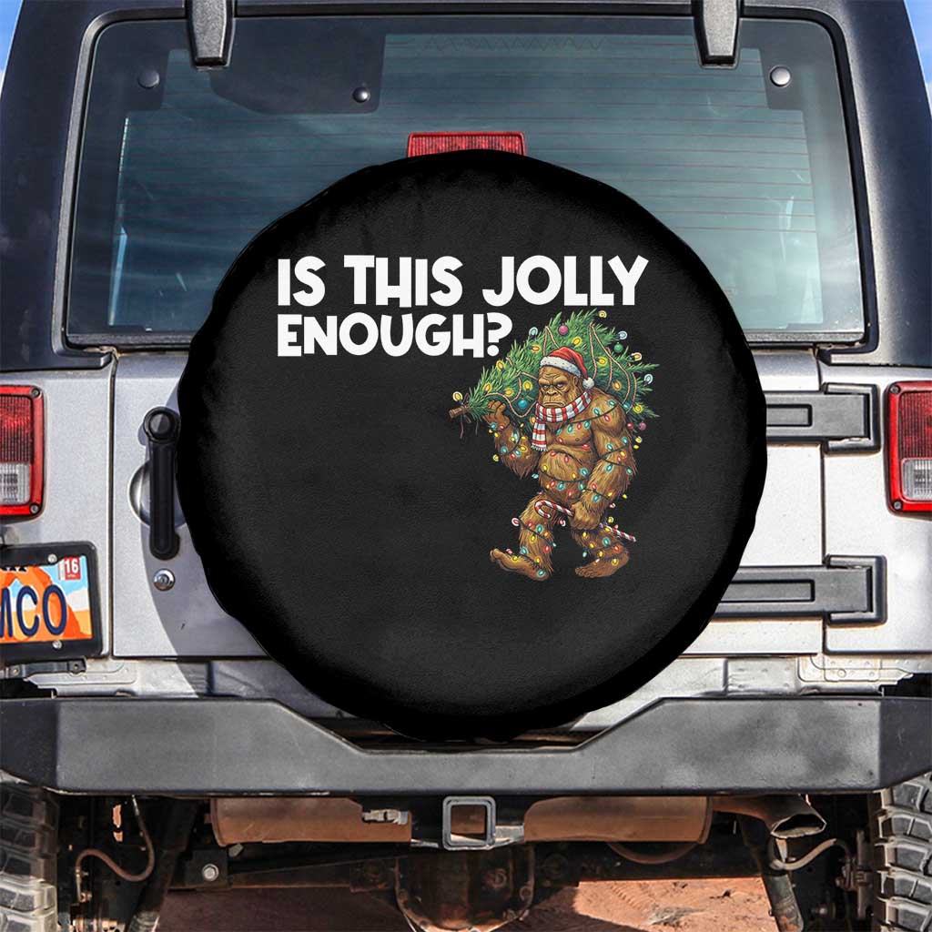 Funny Bigfoot Christmas Spare Tire Cover Is This Jolly Enough TS14 No hole Black Print Your Wear