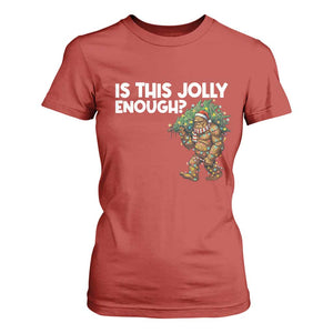 Funny Bigfoot Christmas T Shirt For Women Is This Jolly Enough TS14 Red Print Your Wear