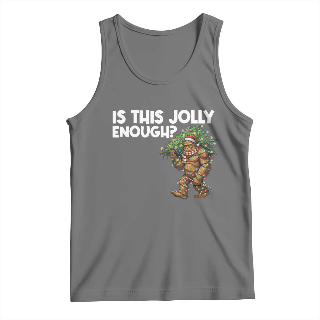 Funny Bigfoot Christmas Tank Top Is This Jolly Enough TS14 Black Heather Print Your Wear