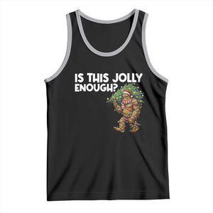 Funny Bigfoot Christmas Tank Top Is This Jolly Enough TS14 Black Athletic Heather Print Your Wear