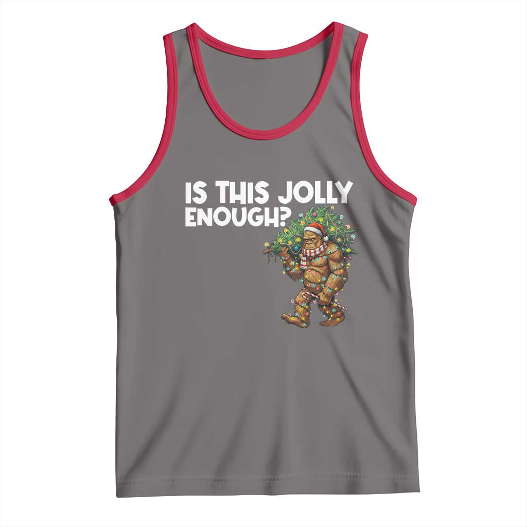 Funny Bigfoot Christmas Tank Top Is This Jolly Enough TS14 Deep Heather Red Print Your Wear