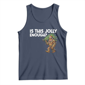 Funny Bigfoot Christmas Tank Top Is This Jolly Enough TS14 Navy Print Your Wear