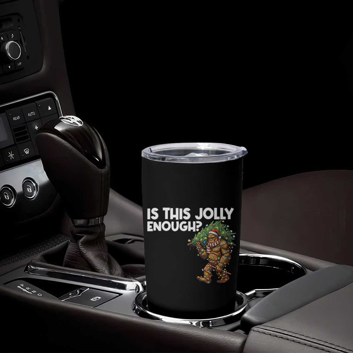 Funny Bigfoot Christmas Tumbler Cup Is This Jolly Enough TS14 Print Your Wear