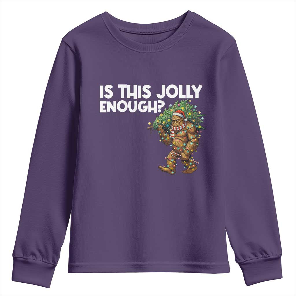 Funny Bigfoot Christmas Youth Sweatshirt Is This Jolly Enough TS14 Purple Print Your Wear