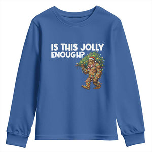 Funny Bigfoot Christmas Youth Sweatshirt Is This Jolly Enough TS14 Royal Blue Print Your Wear