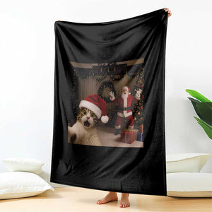 Funny Cat With Santa Selfie Christmas Throw Blanket TS14 Print Your Wear
