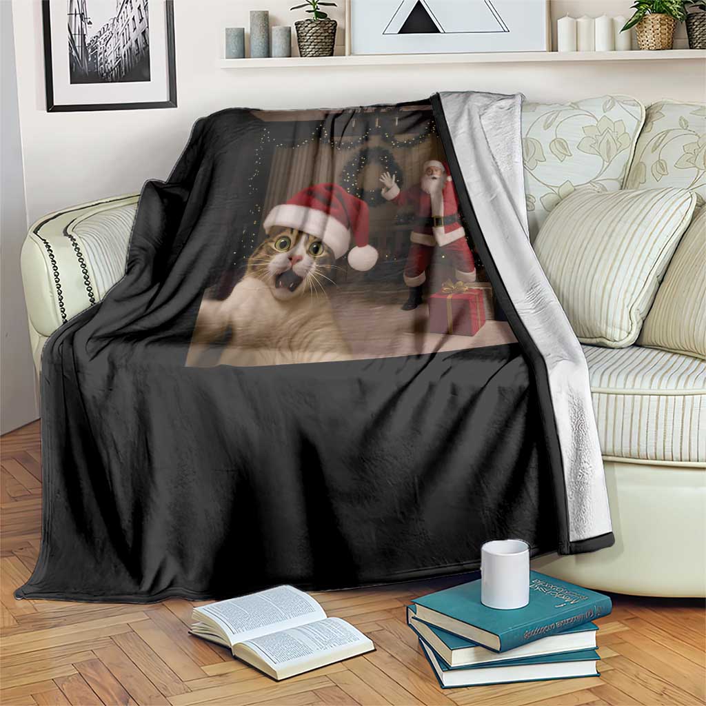 Funny Cat With Santa Selfie Christmas Throw Blanket TS14 Print Your Wear