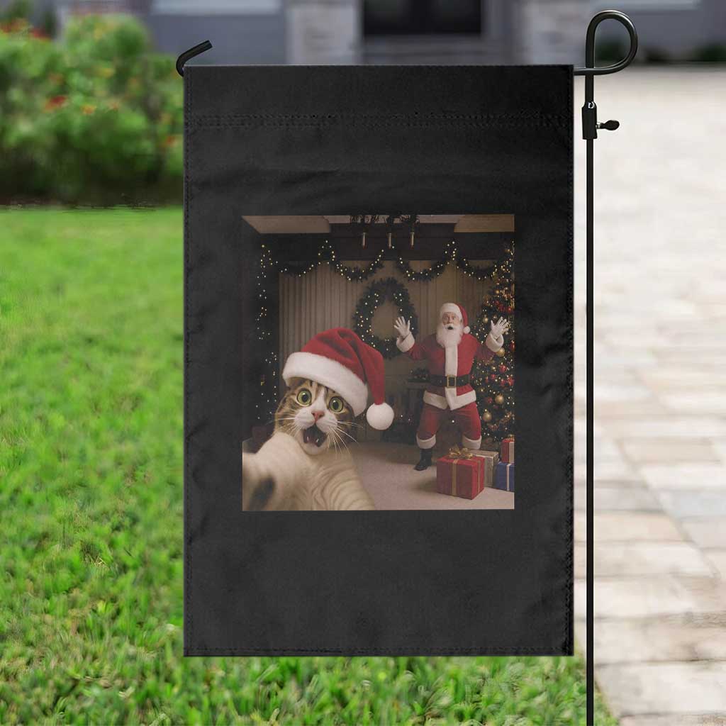 Funny Cat With Santa Selfie Christmas Garden Flag TS14 Print Your Wear