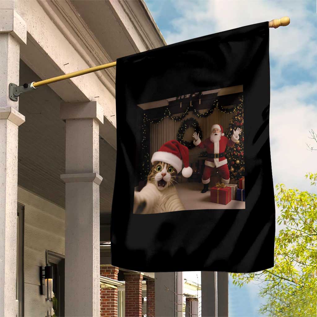 Funny Cat With Santa Selfie Christmas Garden Flag TS14 Print Your Wear
