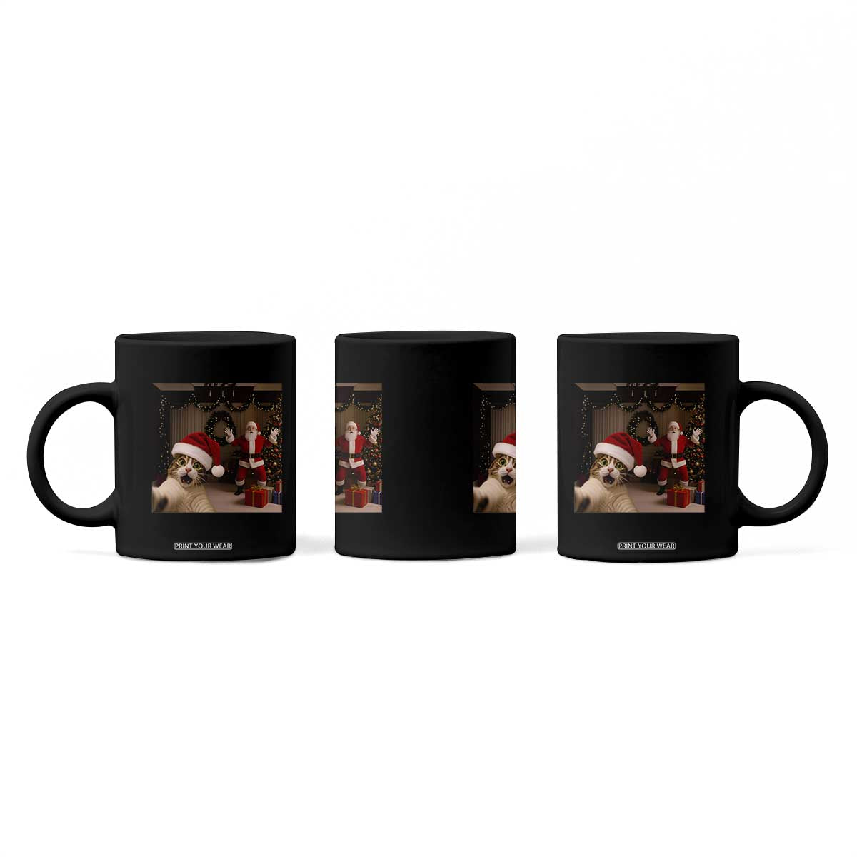 Funny Cat With Santa Selfie Christmas Coffee Mug TS14 Print Your Wear