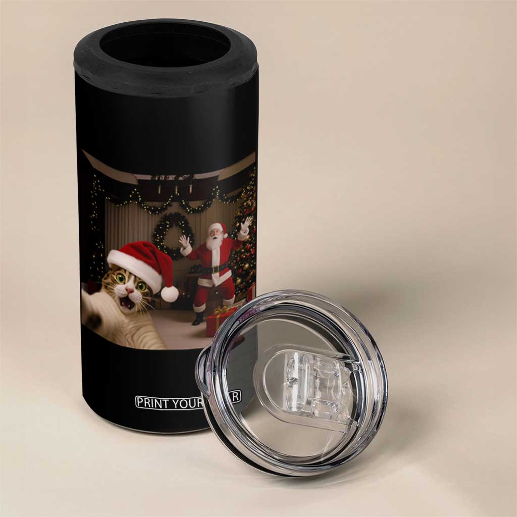 Funny Cat With Santa Selfie Christmas 4 in 1 Can Cooler Tumbler TS14 Print Your Wear