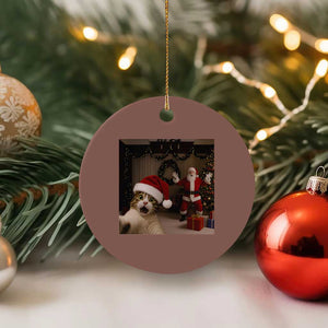 Funny Cat With Santa Selfie Christmas Ceramic Ornament TS14 1pc Mocha Print Your Wear