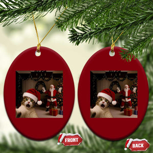 Funny Cat With Santa Selfie Christmas Ceramic Ornament TS14 Print Your Wear