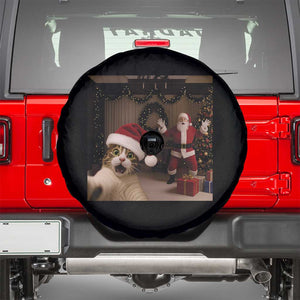 Funny Cat With Santa Selfie Christmas Spare Tire Cover TS14 Black Print Your Wear