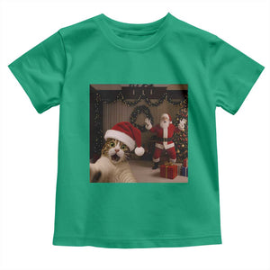 Funny Cat With Santa Selfie Christmas Toddler T Shirt TS14 Irish Green Print Your Wear