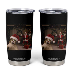 Funny Cat With Santa Selfie Christmas Tumbler Cup TS14 Black Print Your Wear