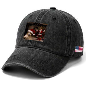 Funny Cat With Santa Selfie Christmas Washed Cotton Baseball Cap TS14 Print Your Wear