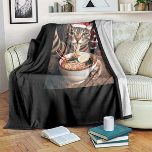 Funny Cat Ramen Selfie With Santa Christmas Throw Blanket TS14 Print Your Wear