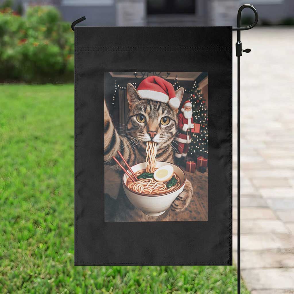 Funny Cat Ramen Selfie With Santa Christmas Garden Flag TS14 Print Your Wear