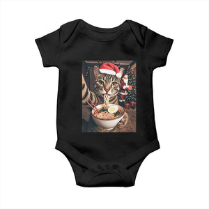 Funny Cat Ramen Selfie With Santa Christmas Baby Onesie TS14 Black Print Your Wear