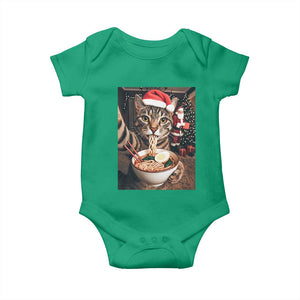 Funny Cat Ramen Selfie With Santa Christmas Baby Onesie TS14 Irish Green Print Your Wear