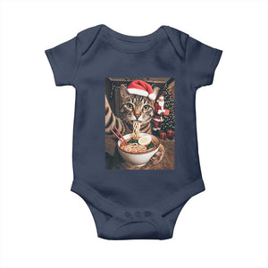 Funny Cat Ramen Selfie With Santa Christmas Baby Onesie TS14 Navy Print Your Wear
