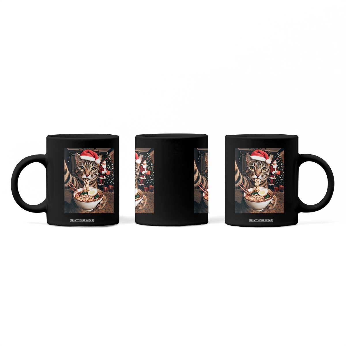 Funny Cat Ramen Selfie With Santa Christmas Coffee Mug TS14 Print Your Wear