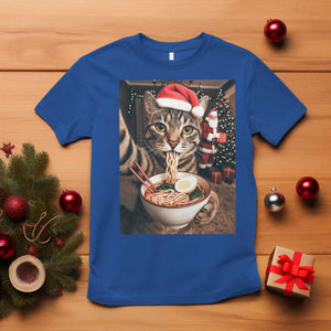 Funny Cat Ramen Selfie With Santa Christmas T Shirt TS14 Royal Blue Print Your Wear