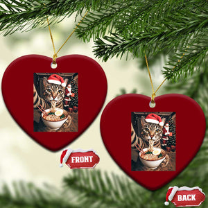 Funny Cat Ramen Selfie With Santa Christmas Ceramic Ornament TS14 Print Your Wear