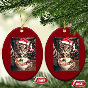 Funny Cat Ramen Selfie With Santa Christmas Ceramic Ornament TS14 Print Your Wear